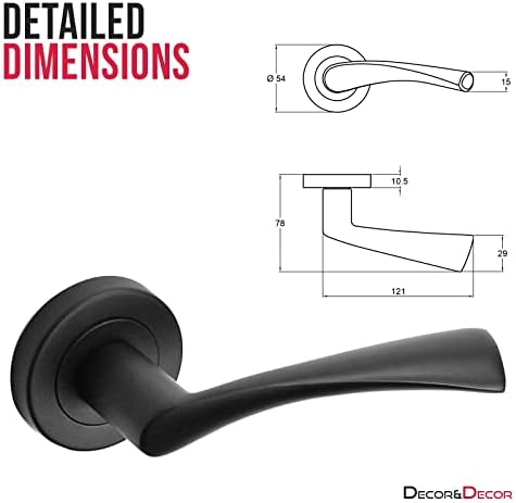 Decoranddecor Matt Black Lever On Rose Door Handles Internal Curved Design