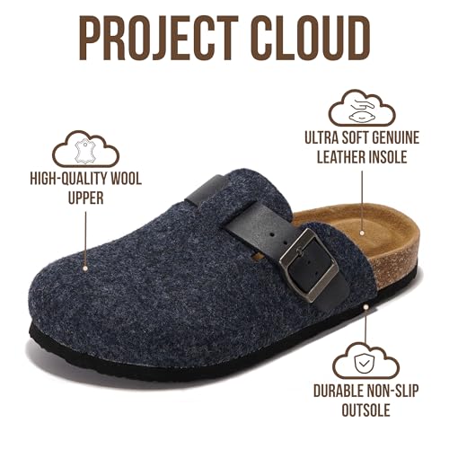 Image of Project Cloud 100% Genuine Leather Footbed Clogs for Women - Memory Foam Arch Support Slippers for Women - Trendy Slip-ons Women's Mules & Clogs Sandals