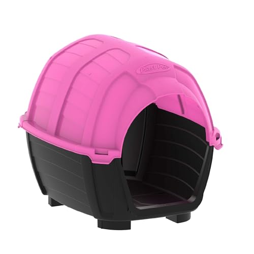 Casa para Cachorro Stone House Nova 2 Rosa Base Preta – Plast Pet, Polipropileno Resistente, Fácil de Montar, Para Cães Pequenos e Médios