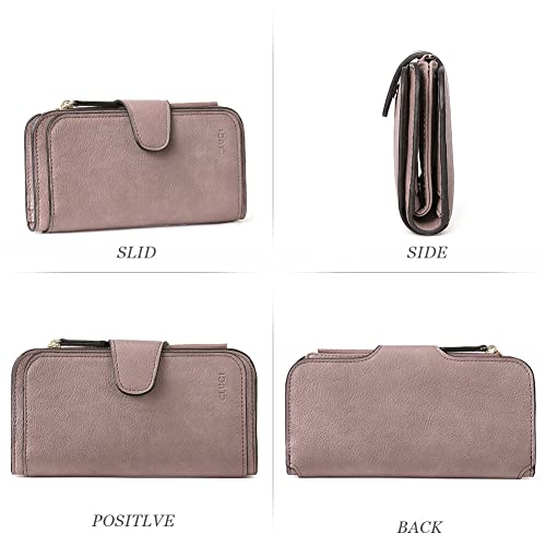 Image of CLUCI Wallet For Women PU Leather RFID Blocking Womens Wallet Bifold Card Holder with ID Window Gifts for Women Birthday, 2 Two-toned Purple, Large, Fashion