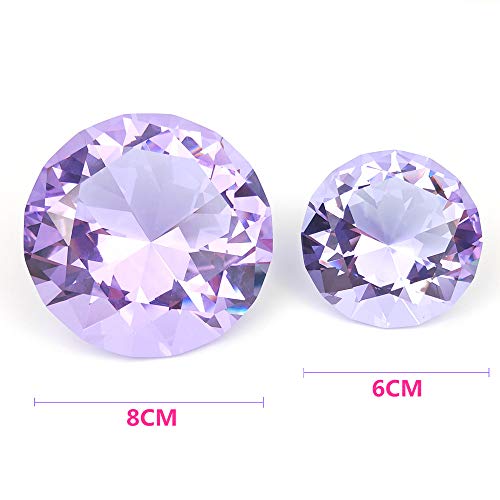 Image of Crystal Glass Diamond Shaped Decoration 60mm Jewel Paperweight,Gift Decoration Idea for Christmas, Thanksgiving and Birthday (Purple)