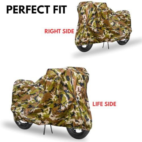 Image of Waterproof Bike Cover Compatible with TVS Apache RTR 180 All Weather, UV Heat Resistant, Dustproof, Triple Stitched, Windproof Elastic Bottom