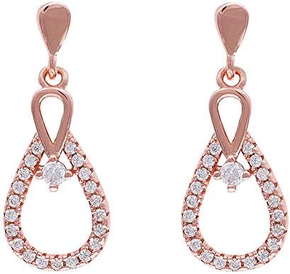 GIVA Women's 925 Sterling Silver Rose Gold Drizzle Drop Earrings Studs to Gift With Certificate of Authenticity and 925 Hallmark, Rose Gold Drizzle Drop Earrings, Sterling Silver, Cubic Zirconia