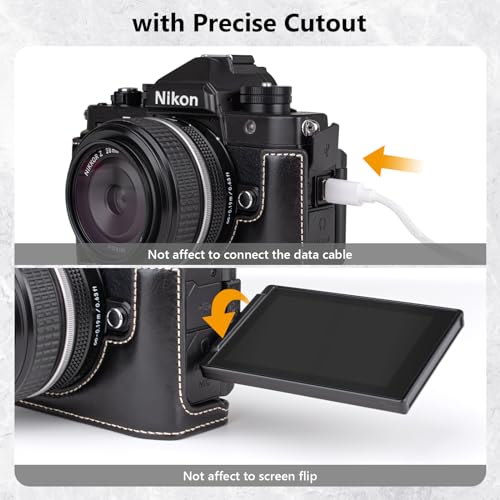MUZIRI KINOKOO Z f Zf Case, PU Leather Protective Case Compatible for Z f/Zf Camera - with Hand Grip and Opening Bottom Design - Black - Image 4