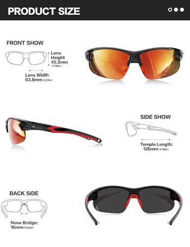 Image of BIRCEN Mens Polarized Sunglasses for Sports: TR90 Lightweight Sun Glasses Wrap Around Shades for Fishing Driving Cycling