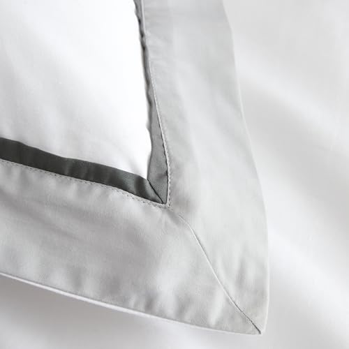 Bianca Mayfair 200 Thread Count Cotton King Duvet Cover Set with Pillowcases, White Silver Grey - Image 3