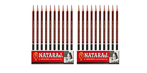 Nataraj 621 Writing Pencils with 2 Free Eraser & 2 Sharpener - Pack of 20 Pencils