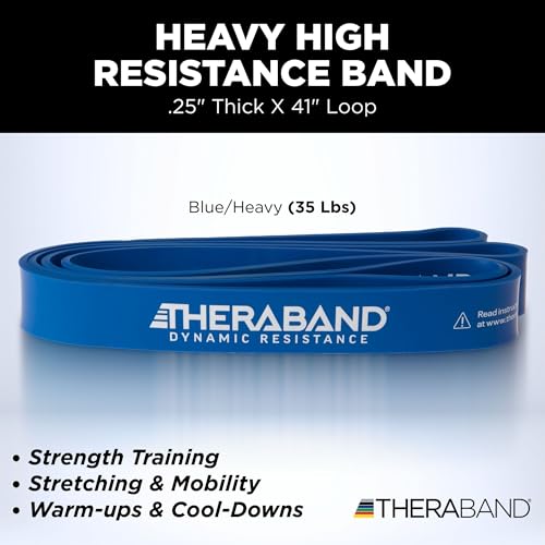 Image of THERABAND High Resistance Band, Heavy Elastic Super Band for Full Body Workouts, Physical Therapy, Strength Training, Durable 41 inch Loop Exercise Band, 35 lbs Resistance