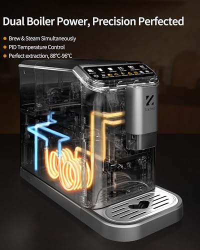 ZACHVO Kaffeevollautomat mit Milchbehälter, 20 Bar, 15-stufiges Mahlwerk, Touchscreen, PID-Temperaturkontrolle, Automatische Reinigung, 7 Getränke auf Knopfdruck – Latte, Cappuccino & mehr,Kompakt – Bild 7