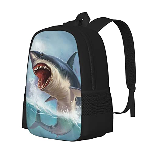 Shark School Backpacks Great White Ocean Shark Bookbag for Teens Kids Boys Girls, Large 17 inch Elementary Junior High University School Bag, Water Resistant Casual Travel Daypack Backpack3