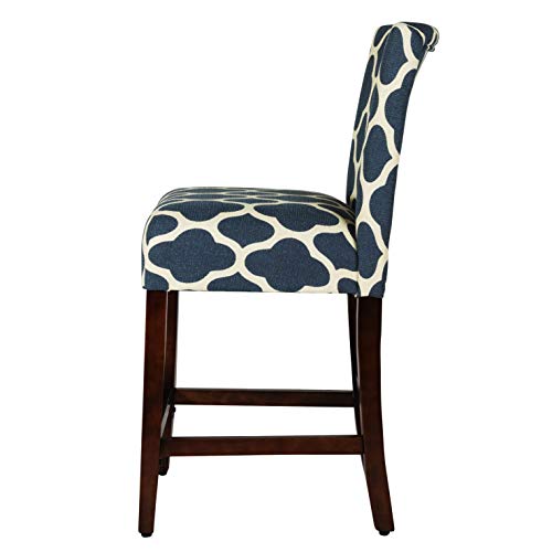 Homepop Upholstered Counter Height Barstool, 24-Inch, Navy And Cream Geometric #TOP6