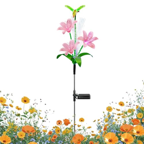 Luces solares de flores que transforman un jardín apagado en un espacio iluminado