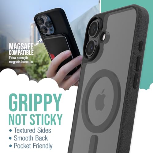 Image of Smartish iPhone 16 Plus Magnetic Case - Gripmunk Compatible with MagSafe [Lightweight + Protective] Slim & Thin Grip Cover with Microfiber Lining for Apple iPhone 16 Plus - Clearly Black