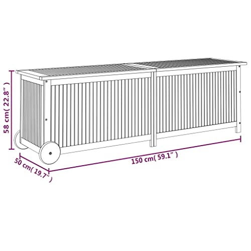 Boîtes de rangement d'extérieur en bois avec roulettes, boîte de rangement pour coussins, boîte à outils pour piscine, garage, plage de sable – 150 x 50 cm