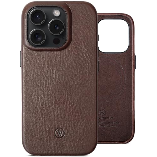 GOOD WILHELM Lederhülle kompatibel mit iPhone 16 Pro - Handgefertigtes Premium Case aus pflanzlich gegerbtem Leder Dünn magnetisches Laden (Qi) Echtleder Hülle (Chocolate Braun iPhone 16 Pro)