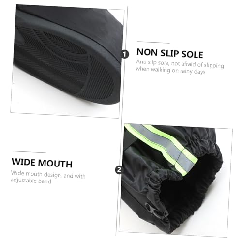 Cubrecalzado impermeable para lluvia de tela Oxford negro para mujer, cubrebotas altas con diseño reflectante miniatura 7