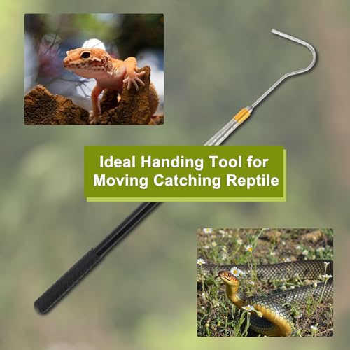 Image of 52 inch Snake Hook, Retractable Snake Catcher, Snake Stick, Snake Grabber Tool, Reaching Tool for Rattlesnakes Python Copperhead Removal Catching, Black