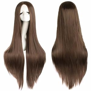Colorfulpanda Long brown Wigs for Women Long Straight Synthetic Hair Wig Middle Part for Party Cosplay Halloween Anime,dark brown