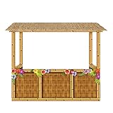 Beistle 3-D Tiki Bar Prop – Large Corrugated Cardboard Luau Display, 6' 11" x 7' 3" Life Size Hawaiian Themed Beach Party Decoration with Floral Details and Sign, Assembly Required