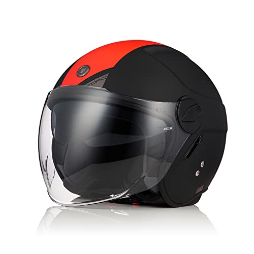 Casco moto jet abierto homologado con doble visera y protección contra impactos