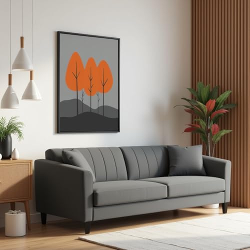 Image of Avion Natalia 3 Seater Velvet Sofa for Living Room|Dark Grey| Luxury Plush Fabric Couch, Modern Comfortable Upholstered Sofa, Premium Home Furniture Lounge Seating