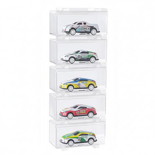 Image of HASTHIP 5Pcs Stackable Diecast Car Display Box, 1: 64 Individual Door