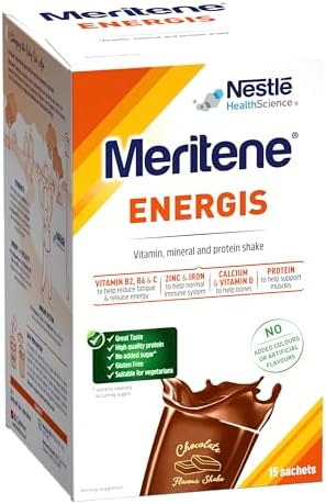 Meritene Energis Chocolate Protein Shake | 30g Powder Sachets, Pack of 15