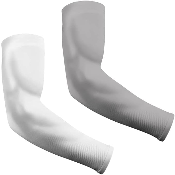 Image of INNERSTYLE Cotton Full Arm Sleeves Men Women for Summer UV Tan Protection Hand Shocks for Boys Hand Cover Arm Sleeve for Bike Riding Cycling, Grey White, Pair of 2
