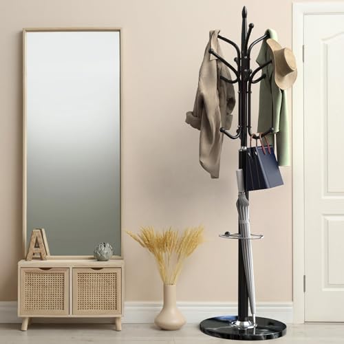 image for Durmmur Metal Coat Rack Freestanding, Coat Hanger Stand With Natural M