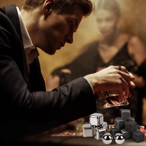 Spxkd Whiskey Stones Gift Set 16 Pcs Whisky Rocks Include Granite Stones And Stainless Steel Ice Cubes Reusable Whiskey Chilling Stones For Scotch And Bourbon Whiskey Gift Set For Men Dad Husband Boyfriend thumb #3