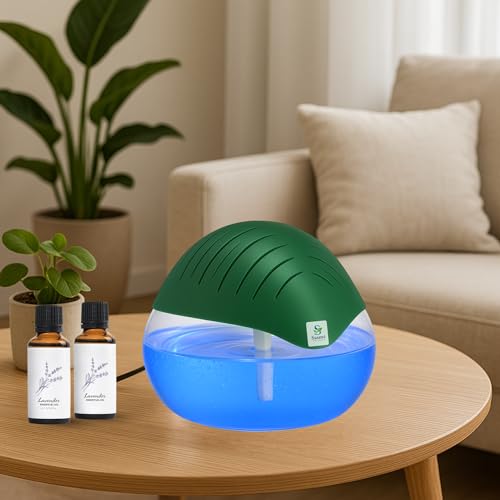Image of Humidifier Revitalizer Hygiene Portable Room Air Purifier and with Led Lights, Run Time: 16 Hours- Perfect for Living Rooms, Kitchen, Office & Hotels (24 * 24 * 12 cm,Green)-750 Ml