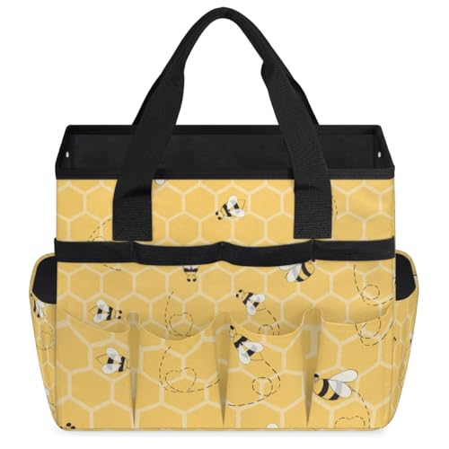 Garden Tote Bag with Pockets Honeycomb Gardening Bags for Tools Organizer Heavy Duty Storage Bag with Handle for Lawn Yard Casual by ADTASU - Used condition - Image 2