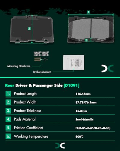 Image of SCITOO D1091 D1090 Semi-Metal Brake Pads Kits Front & Rear Replacement For Acura RL 2005-2012
