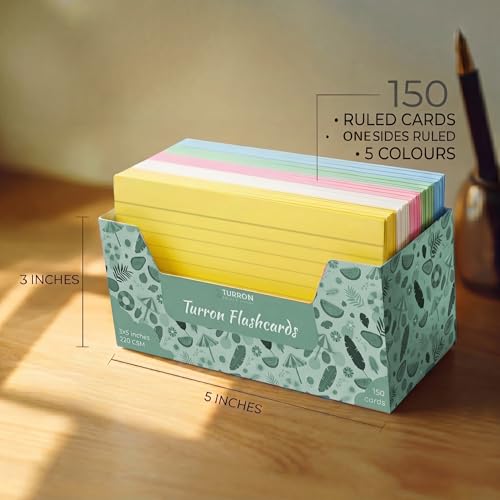 Image of Turron Basic Blank Index Flash Cards (150, Multicolor, 3 x 5 Inch, 1-Side Ruled)