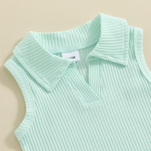 Image of BeQeuewll Toddler Baby Girl Summer Clothes Daisy Flower Girl Outfit Knit Shirt Mini Pleated Skirts Set Outfits for Grils1-4T (Green, 2-3 Years)