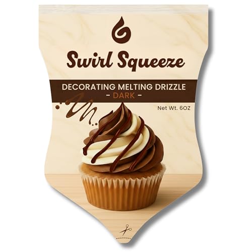 SwirlSqueeze by KIDU Pantry – Microwaveable Drizzle Pouch with 6oz Dark Merckens Melting Wafers – Simply Microwave, Snip, and Drizzle | 2 Pack