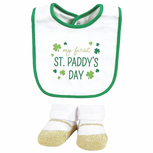 Image of Hudson Baby Unisex Baby Cotton Bib and Sock Set, Lucky Lady, One Size