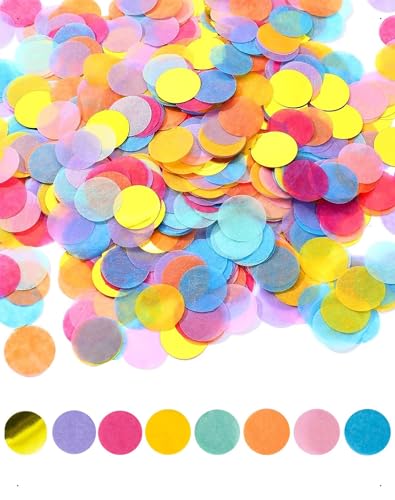 SanKristo 6000 Stück Party Konfetti Bunt Mehrfarbig Runde Streudeko Tischdeko Deko Confetti Lebendige Mehrfarbigkeit Folie Tüllpapier Party Geburtstage Hochzeit Jubiläen Dekoration Frauen Männer 60g