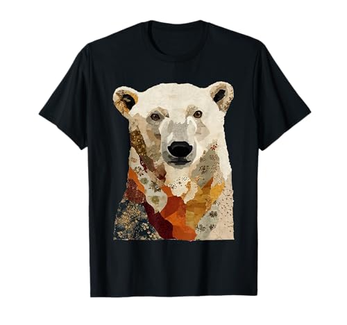 Patchwork Ours Polaire Boho Animal Collage Quilt Art Graphic T-Shirt