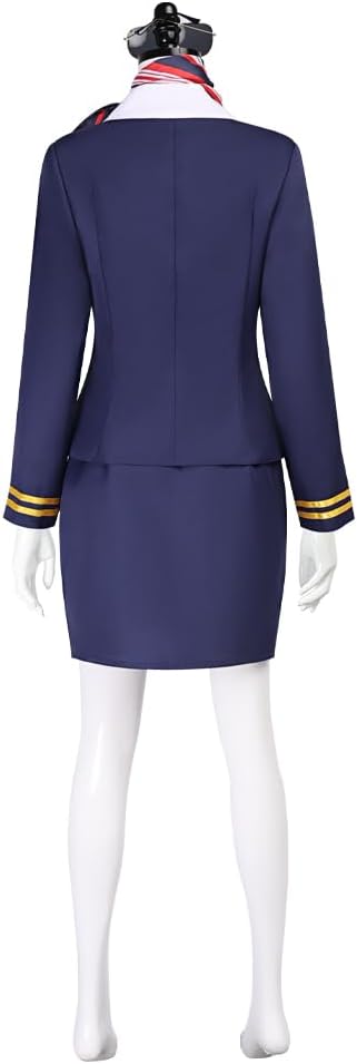 Adult Flight Attendant Costume Women Airline Stewardess Outfit Uniform with Accessries