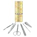 Yellow Honeycomb Pattern Stainless Steel Manicure Pedicure Grooming Beauty Care Travel Kit
