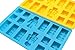 Minifigure Multi Building Bricks Ice Cube Trays & Candy Chocolate Molds for Melted Chocolate & Crayons - Birthday Day or Party Favors - Set of 2, Much Fun for Robot Lovers(Blue & Yellow)