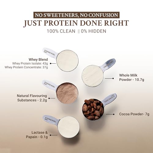 Image of TrueBasics Clean Whey Protein Powder Blend, Chocolate, 500g