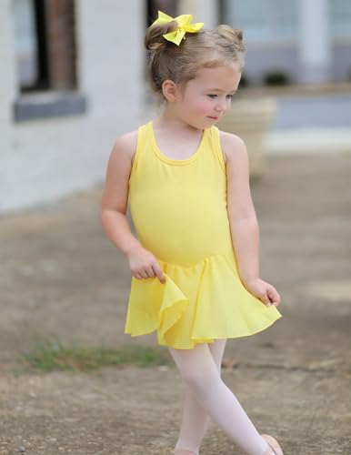 Image of Arshiner Kid Girls Hollow Back Ballet Leotard with Skirt Sleeveless Dance Dresses