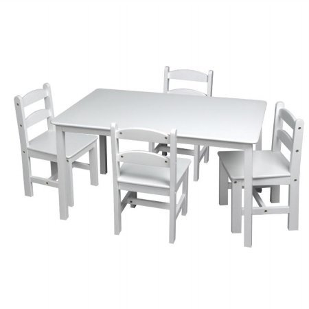 White Rectangle Square Table with 4 Chairs
