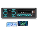 Single Din Car Stereo with Bluetooth Hands-Free, FM Radio, Colorful Lighting, APP Locate, Voice Control, Supports Dual USB/AUX/TF Input 1 Din Car Radio MP3 Player