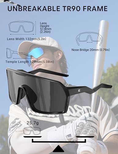 Image of BIRCEN Polarized Baseball Sunglasses for Sports: TR90 Lightweight Running Sunglasses Cycling Glasses for Outdoor Runners MTB