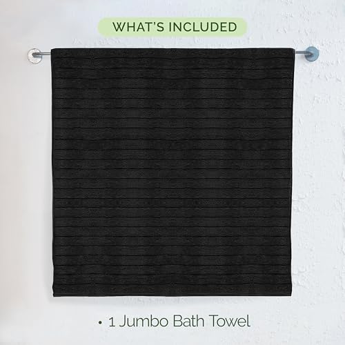 Image of Elegant Comfort 100% Turkish Cotton Corduroy Ribbed Luxury Jumbo Bath Towel Ultra Soft - 35 x 70 Inch - Luxury Spa Premium Hotel Quality Highly Absorbent and Quick Dry Large Bath Towel, Black