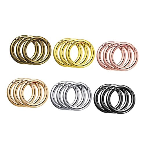 Housoutil Spring Snap Clip Hooks 18pcs Round Spring Ring Buckles for Purse Accessories Metal Hook