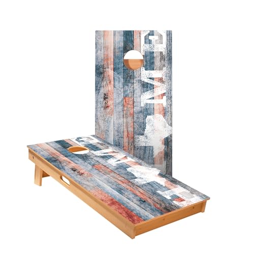 Skip's Garage Texas Cornhole Boards - Includes (2) Boards (Resin Bags) + (1) Case & (2) Edge Lights